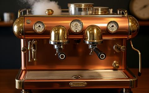 Machine à expresso vintage en cuivre et laiton patiné